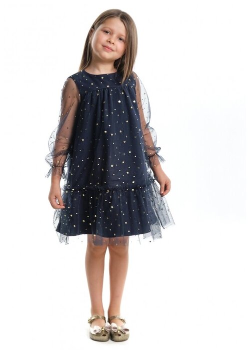 Платье Mini Maxi, нарядное, в горошек, размер 122, синий