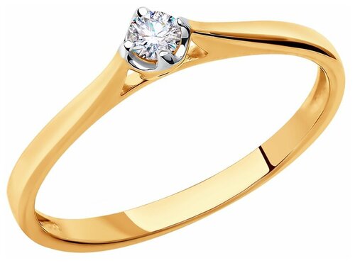 Кольцо помолвочное SOKOLOV, красное, белое золото, 585 проба, бриллиант, размер 16
