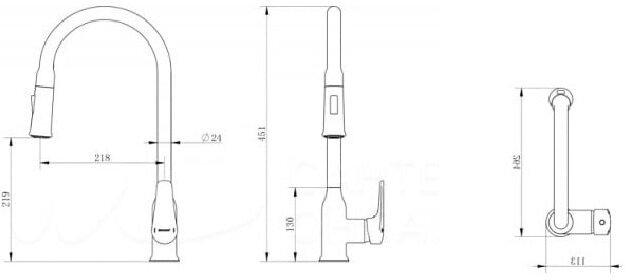 Смеситель для кухни с выдвижным изливом Haiba HB73816-7, черный - фотография № 3