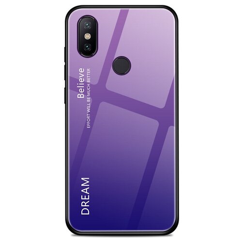 фото Чехол-бампер mypads для xiaomi play/ mi play стеклянный из закаленного стекла с эффектом градиент зеркальный блестящий переливающийся фиолетовый