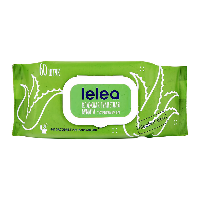 фото Бумага туалетная влажная LELEA CAT с экстрактом алое вера 60 шт