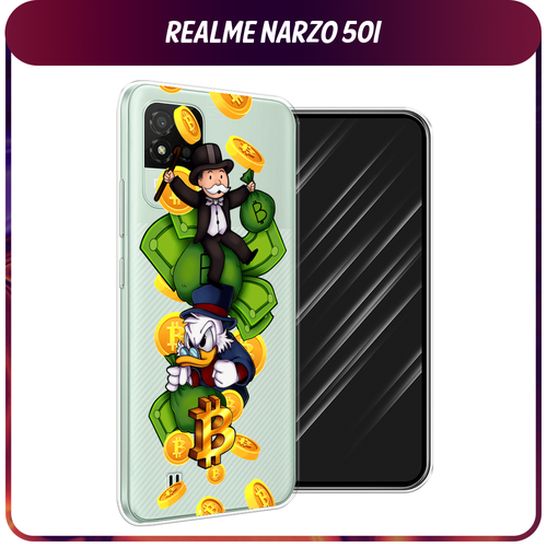 Силиконовый чехол на Realme Narzo 50i / Реалми Нарзо 50i Scrooge McDuck and Monopoly, прозрачный силиконовый чехол на realme narzo 50i реалми нарзо 50i котик с ножом прозрачный