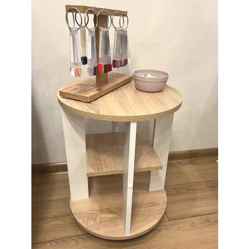 Столик журнальный и кофейный на колесиках(дуб сонома, белый)