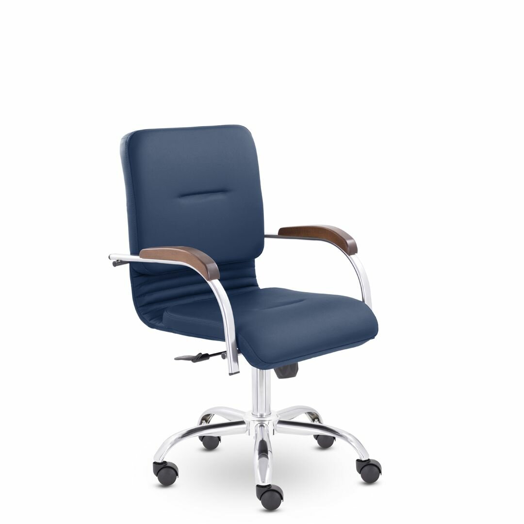 Офисное кресло UTFC самба люкс GTP CH TG D8 (Темный орех) S-0419 Темно-синее