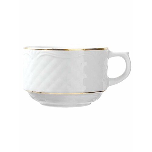 Чашка чайная "Afrodyta" 8х8х5,5 см, 190 мл, белый, золотой, фарфор, Lubiana, 2606-gold