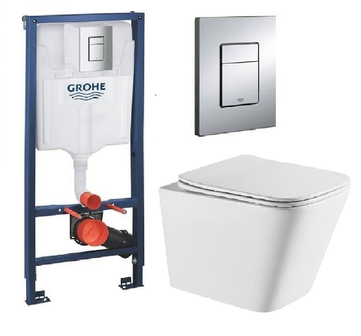 фото Готовый набор инсталляции GROHE Rapid SL 38772001+унитаз подвесной Azario Teramo смыв торнадо, AZ-0052-UQ