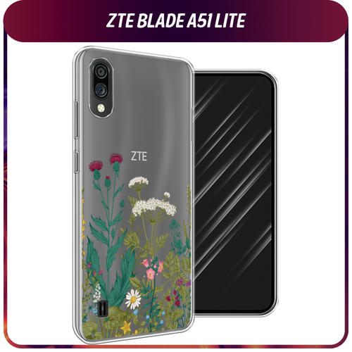 Силиконовый чехол на ZTE Blade A51 lite/A5 (2020) / ЗТЕ Блэйд А51 Лайт/A5 (2020) Дикие полевые цветы, прозрачный