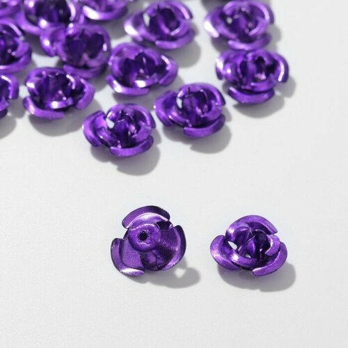 Бусина Розочка, набор 30 шт, 12 мм, цвет тeмно-фиолетовый