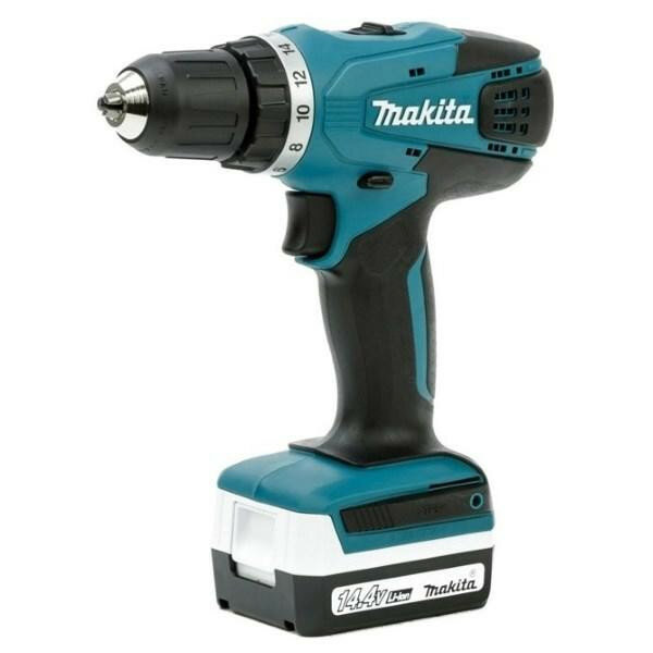 Шуруповерт Makita DF347DWE, Li-ion, 14,4В, 2 аккумулятора, быстрозажимной патрон