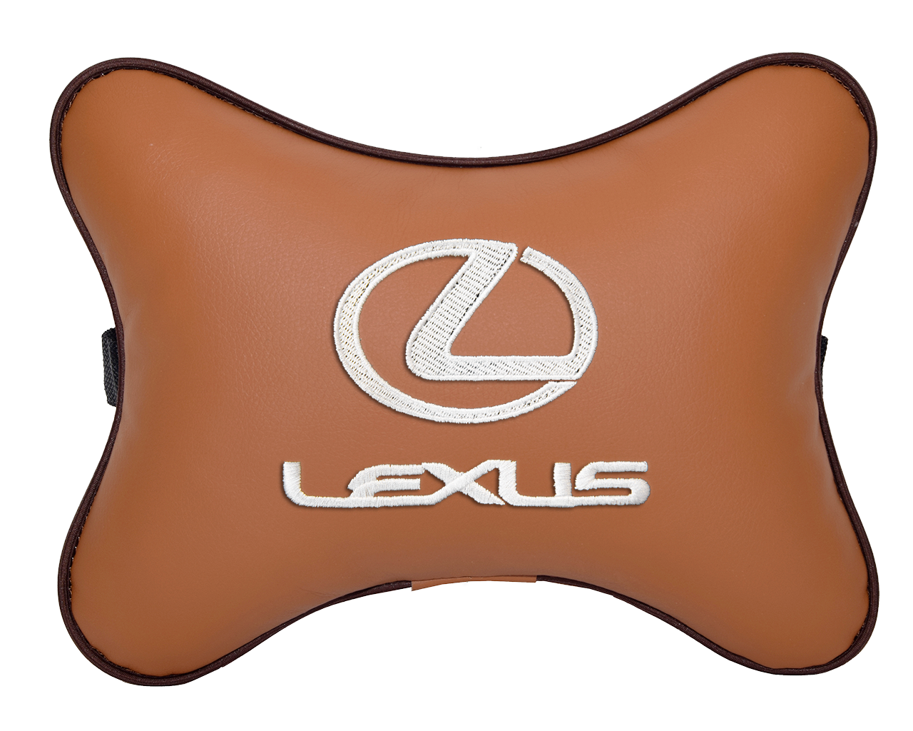 Автомобильная подушка на подголовник экокожа Fox с логотипом автомобиля LEXUS