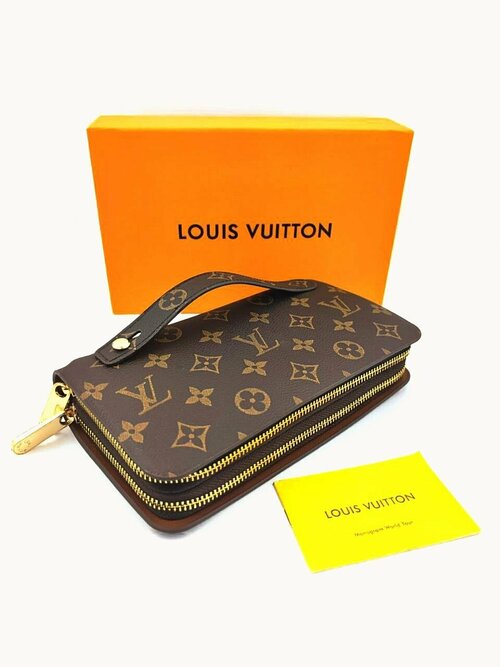 Бумажник Louis Vuitton, фактура матовая, тиснение, коричневый