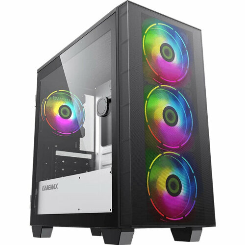 Компьютерный корпус, без блока питания mATX Gamemax Aero Mini mATX case, black, w/o PSU, w/1xUSB3.0+1xUSB2.0, w/3x12cm ARGB front fans GMX-12-Rainbow-