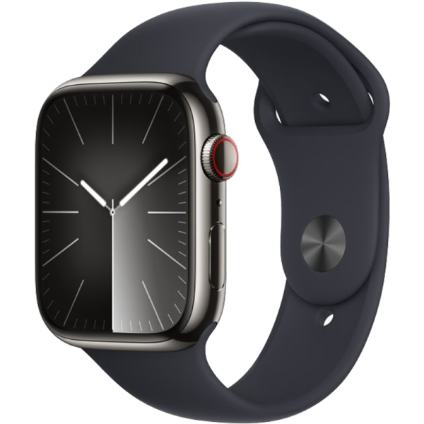 Apple Умные часы Apple Watch Series 9, 41 мм, Grapfite Sport Band, Midnight Stainless Steel, Size S/M (MRM23)