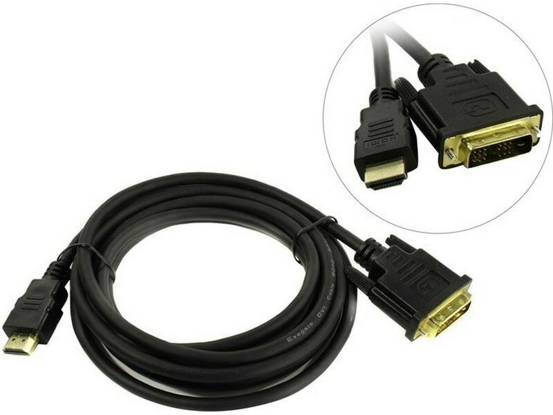 Кабель HDMI-DVI Exegate EX-CC-HDMIM-DVIM-1.8 (19M/25M, dual link, 2 фильтра, 1,8м, позолоченные контакты)