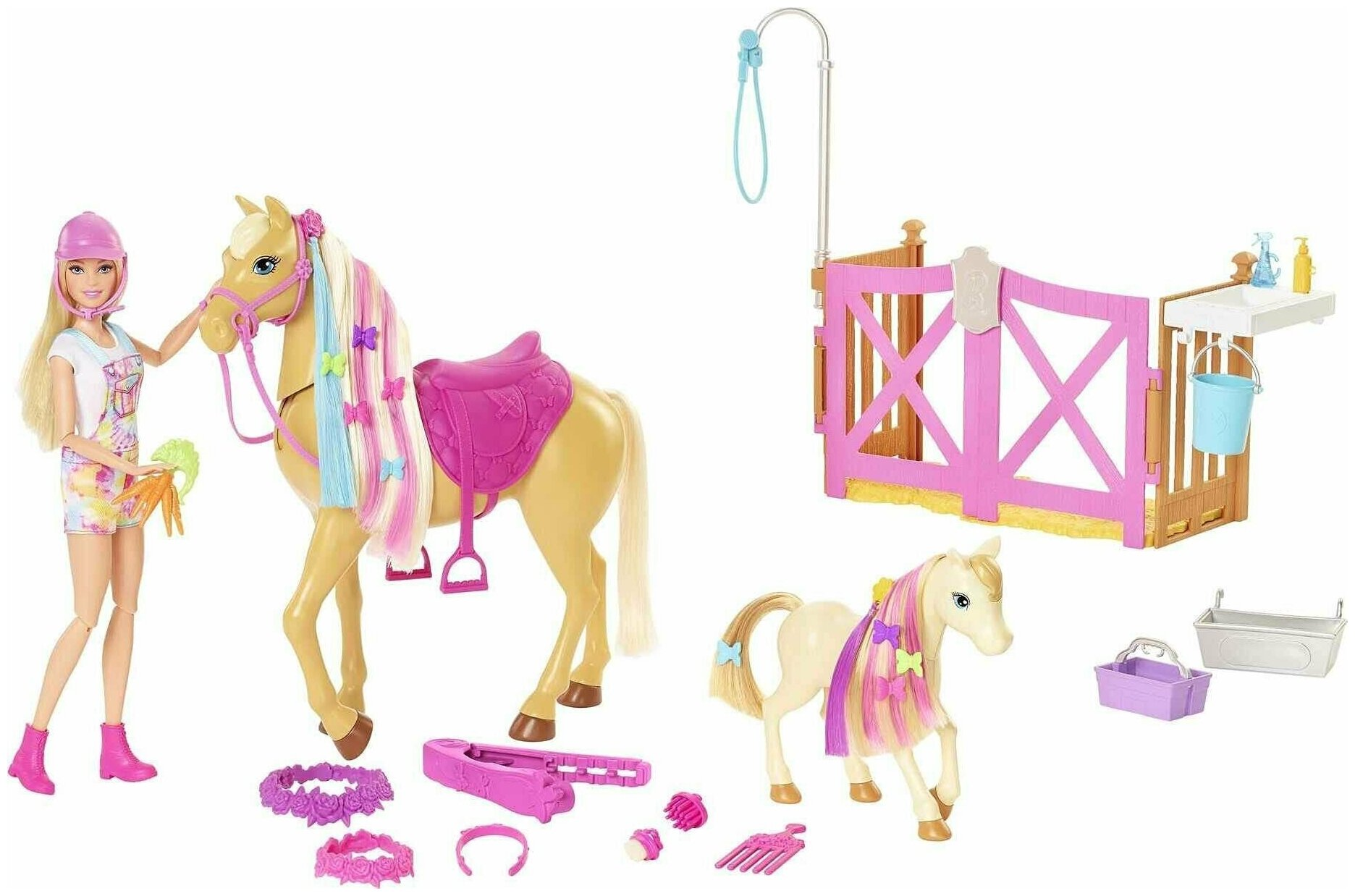 Игровой набор Барби Уход за лошадьми (Barbie Groom 'n Care Horse Playset) с блондинкой HGB58