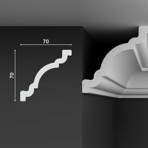 Плинтус потолочный дюрополимер Decostar (Декостар), 70х70х2000 мм, SK58 белый