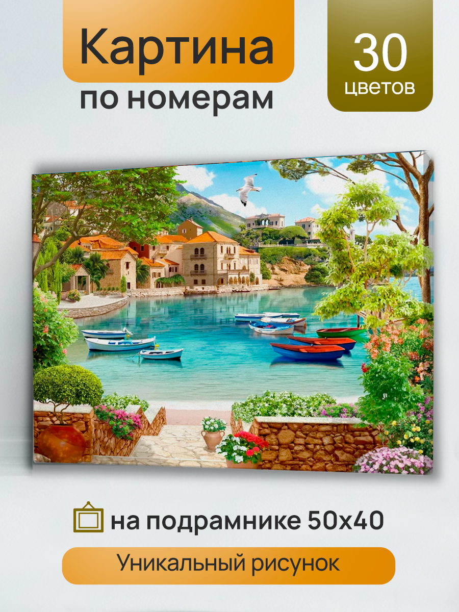Холст с красками по номерам "Среднеземноморская идиллия" 50х40 см. От бренда Jazzle. Артикул 1123118
