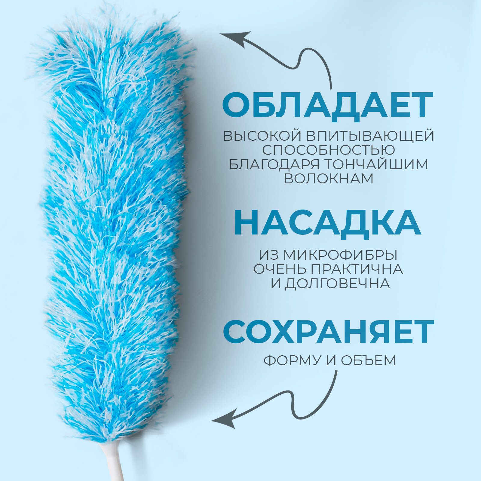 Пипидастр для удаления пыли Доляна «Небо», микрофибра, 61 см — фото 1