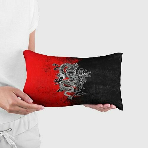 Дракон с катаной Прямоугольная подушка — фото 1