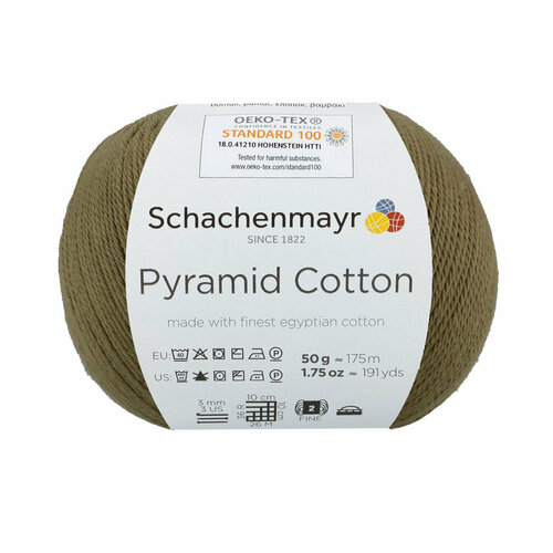 фото Pyramid cotton /пирамид коттон/ пряжа schachenmayr, mez, 9807400 (00070, khaki, хаки)