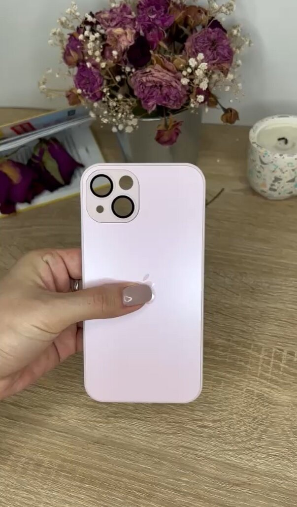Чехол матовый стеклянный на iPhone 14 Розовый
