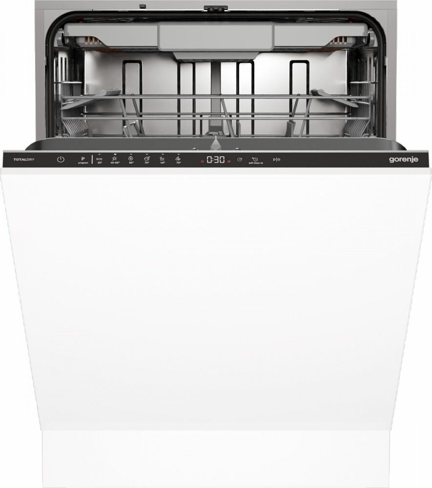 Gorenje GV16D5 встраиваемая, 60 см, 3 корзины, 16 комплектов, отсрочка старта, автооткрывание дверцы, белый