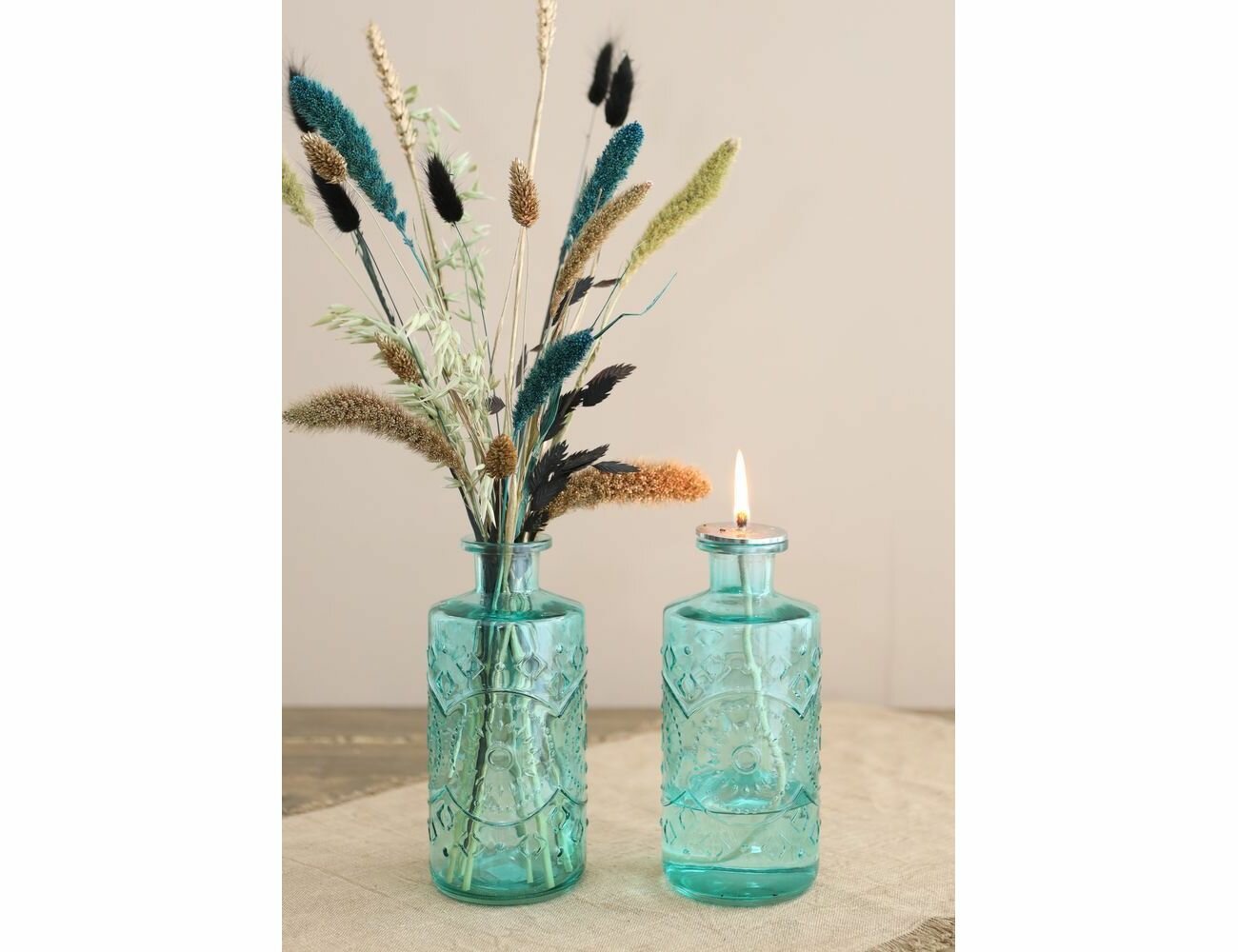 Стеклянная ваза-бутыль джерг - морское утро, голубая, 21 см, 4 SEASONS 29764