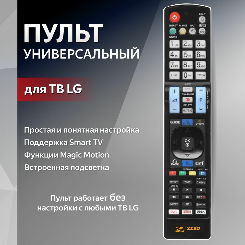 Универсальный пульт для всех телевизоров LG! Версия для России / С подсветкой кнопок