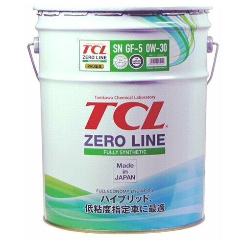 Масло моторное TCL Zero Line 0w30 синтетическое, SN/GF-5, для бензинового двигателя, 20л, арт. Z0200030