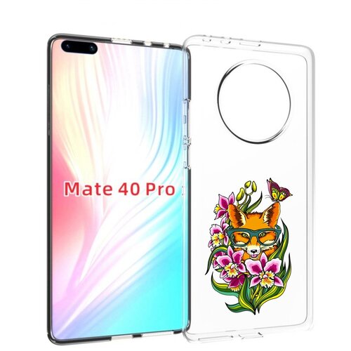 Чехол MyPads Лиса в цветах для Huawei Mate 40 Pro (NOH-NX9) задняя-панель-накладка-бампер чехол mypads детская лиса для huawei mate 40 pro noh nx9 задняя панель накладка бампер