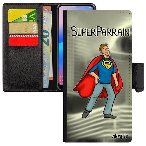 фото Ударопрочный чехол-книжка на смартфон // xiaomi redmi 6a // "суперкрестный" герой юмор, utaupia, серый