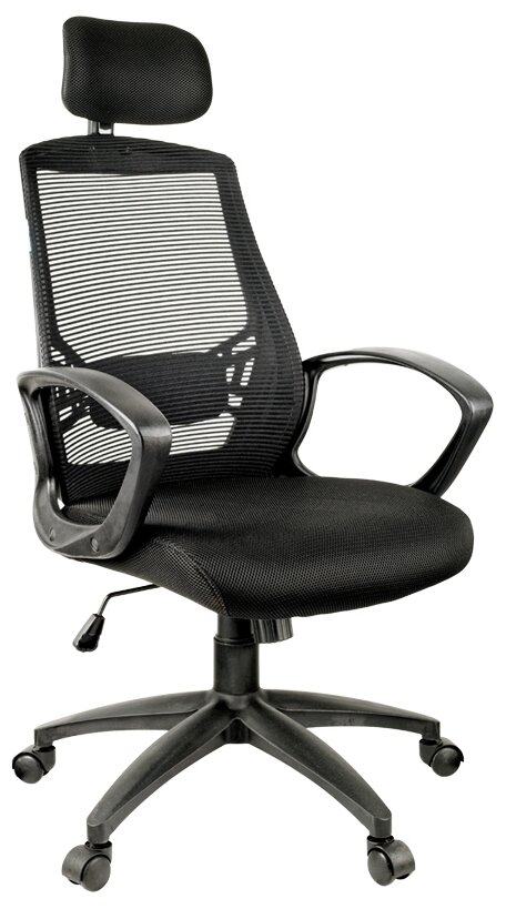 Кресло руководителя HELMI HL-E30 "Ergo" LT, регулируемые подголовник и поясничный упор, ткань черная - фотография № 4