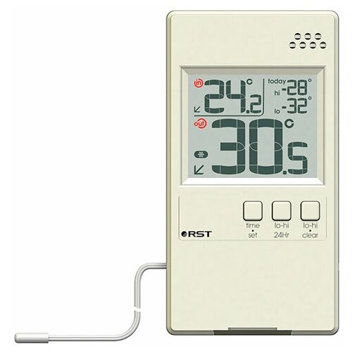 фото Оконный термометр с выносным термосенсором (дом/улица, цвет слоновая кость) (rst01591)