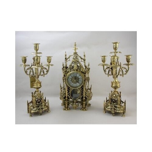 Каминные бронзовые часы с канделябрами "Кафедральный" BP-12032