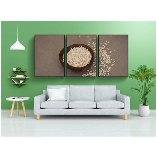 фото Набор модулных постеров для интерьера "кунжут, семена кунжута, ядра" 60x90 см. в тубусе, без рамки lotsprints
