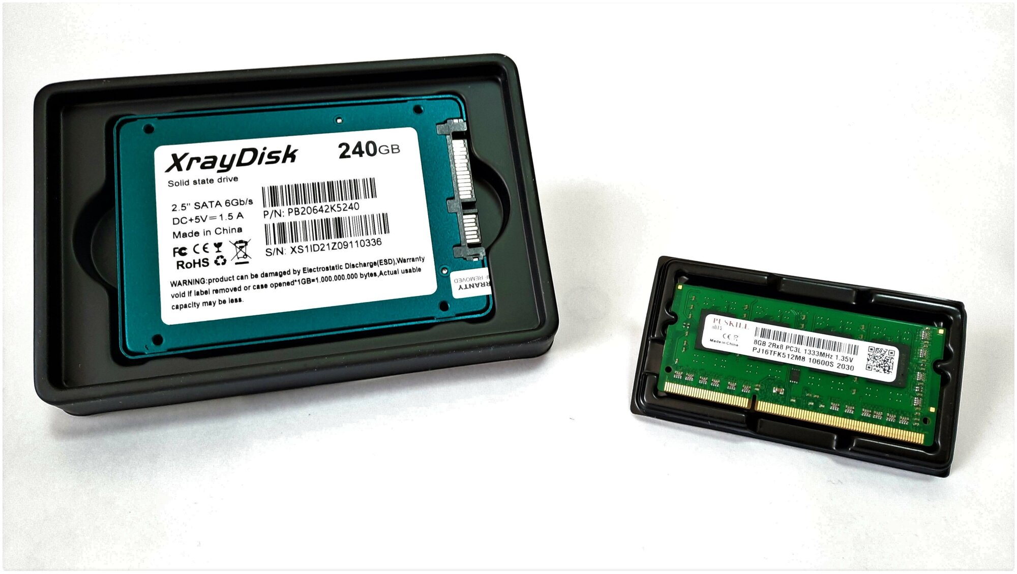 Память для ноутбука DDR3L 16Gb 8Гбх2 1333Мгц в комплекте с SSD 240Гб