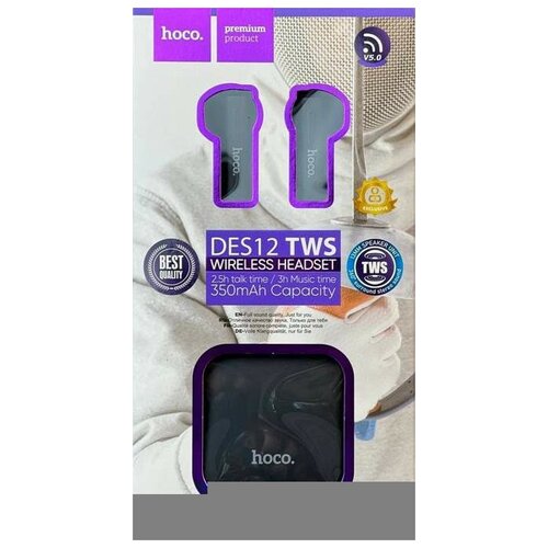 Беспроводные наушники TWS Hoco DES12 BT5035mAh3ч черные 259000₽