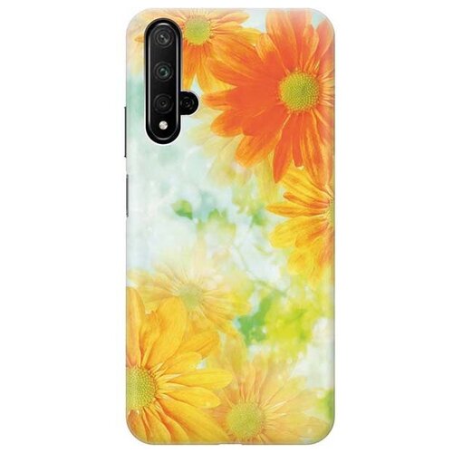 фото Ультратонкий силиконовый чехол-накладка для honor 20 / huawei nova 5t с принтом "оранжевые цветы" gosso