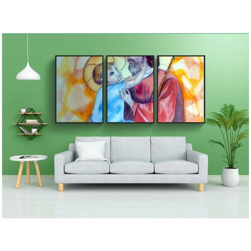 фото Набор модулных постеров для интерьера "иосиф, детка, иисус" 60x90 см. в тубусе, без рамки lotsprints