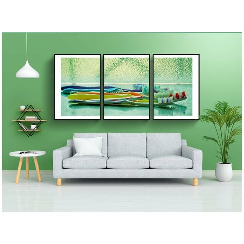 фото Набор модулных постеров для интерьера "зубная щетка, стоматологическая помощь, гигиена" 60x90 см. в тубусе, без рамки lotsprints