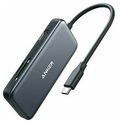 Адаптер Anker A8334 USB-C Хаб (5-в-1) серый