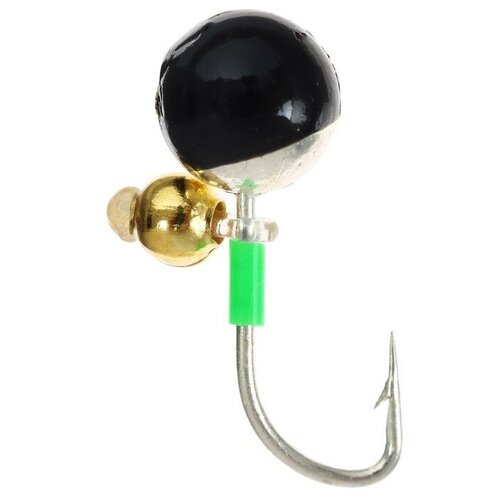 Мормышка литая Marlin's ProIce «Шар», 6 мм, 1,22 г, SI с подвеской бусина золото/сереброВ наборе5шт