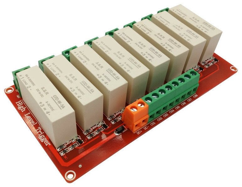 Модуль твердотельного DC-DC реле, 5В 5А, 8 каналов