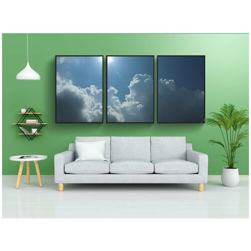 фото Набор модулных постеров для интерьера "небо, синий, солнце" 60x90 см. в тубусе, без рамки lotsprints