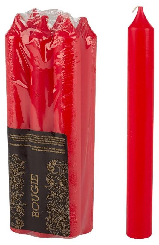 фото Набор свечей столовых Simple 6шт/уп красные 7886