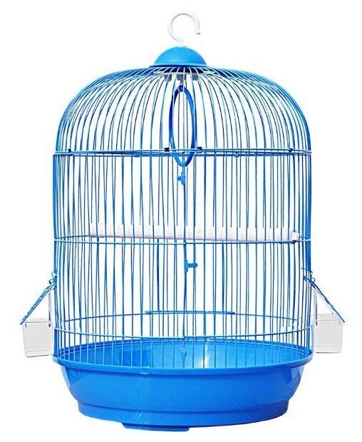 Клетка для птиц №1 круглая, укомплектованная синяя, 33*53 см