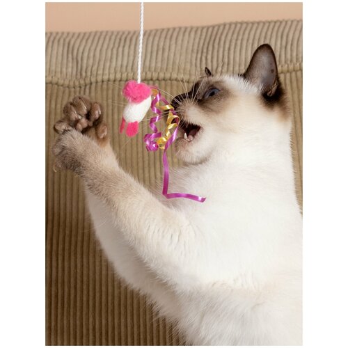 Игрушка для кошек Japan Premium Pet удочка-дразнилка из натурального кокона шелкопряда в виде зайчика