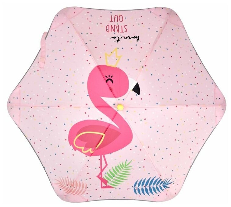 Детский зонтик трость светоотражающий для девочки LACOGI, Фламинго