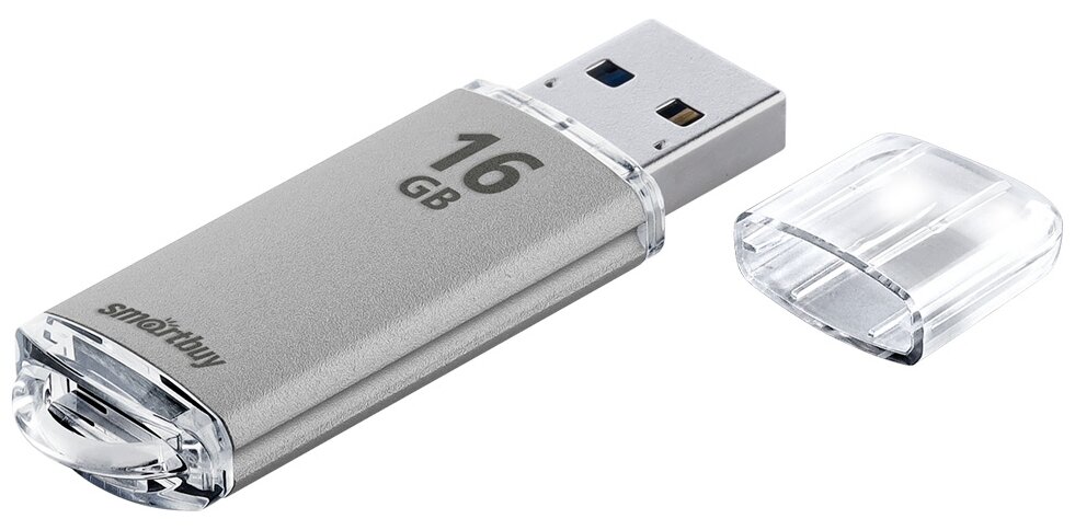 Флешка SmartBuy V-Cut USB 2.0 16 ГБ, 1 шт., серебристый, черный - фотография № 2