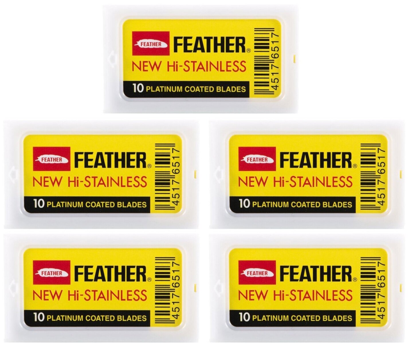 Лезвия для Т-образного станка Feather Лезвия Feather New Hi-Stainless Double Edge Blades